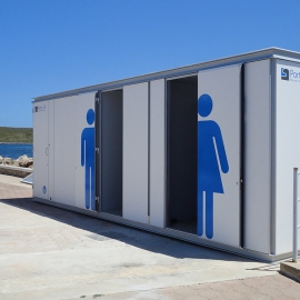 WC toilet module for beaches